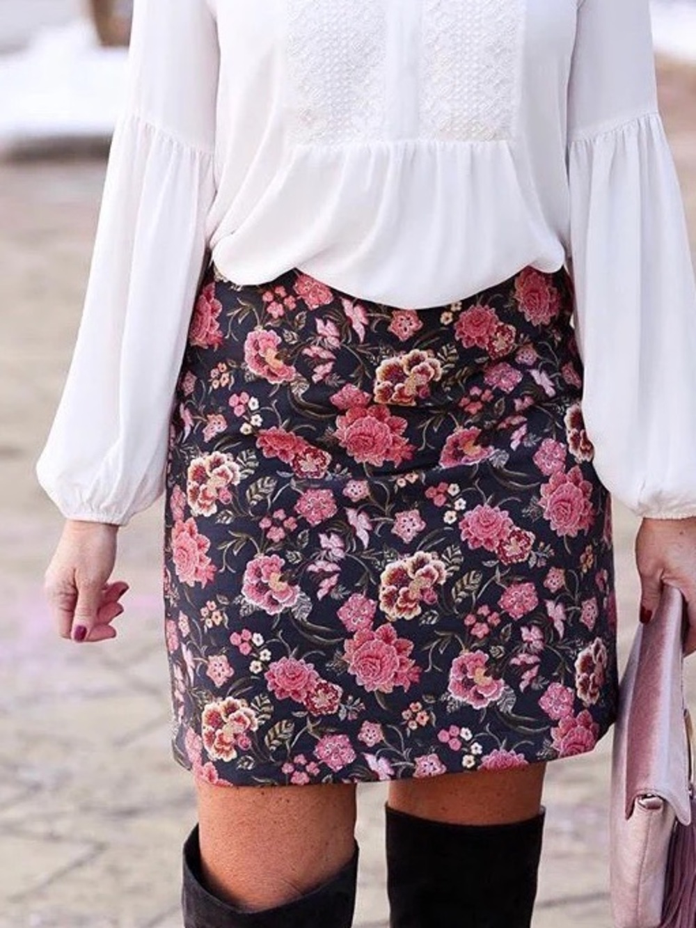 LOFT Floral Mini Skirt Size 8 Side Zip Multi